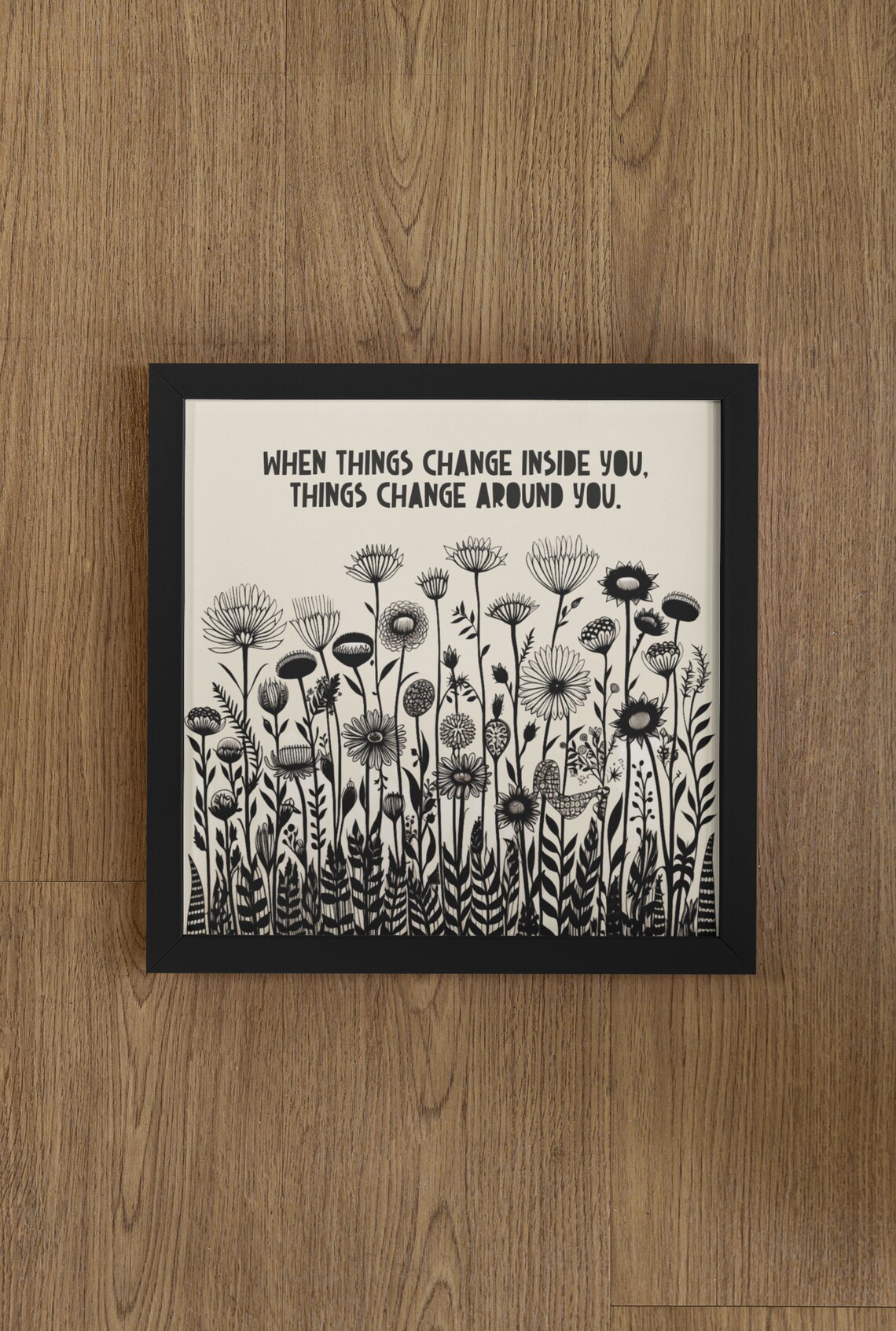 Lino Style Growth Quote, Be The Change Art Print