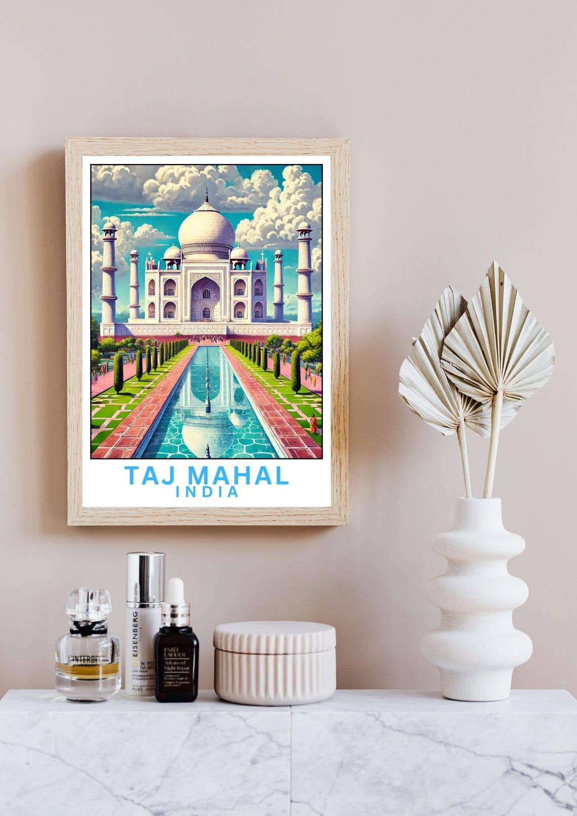 Taj Mahal India White Marble Mausoleum Reflecting Pool Poster - Image 4