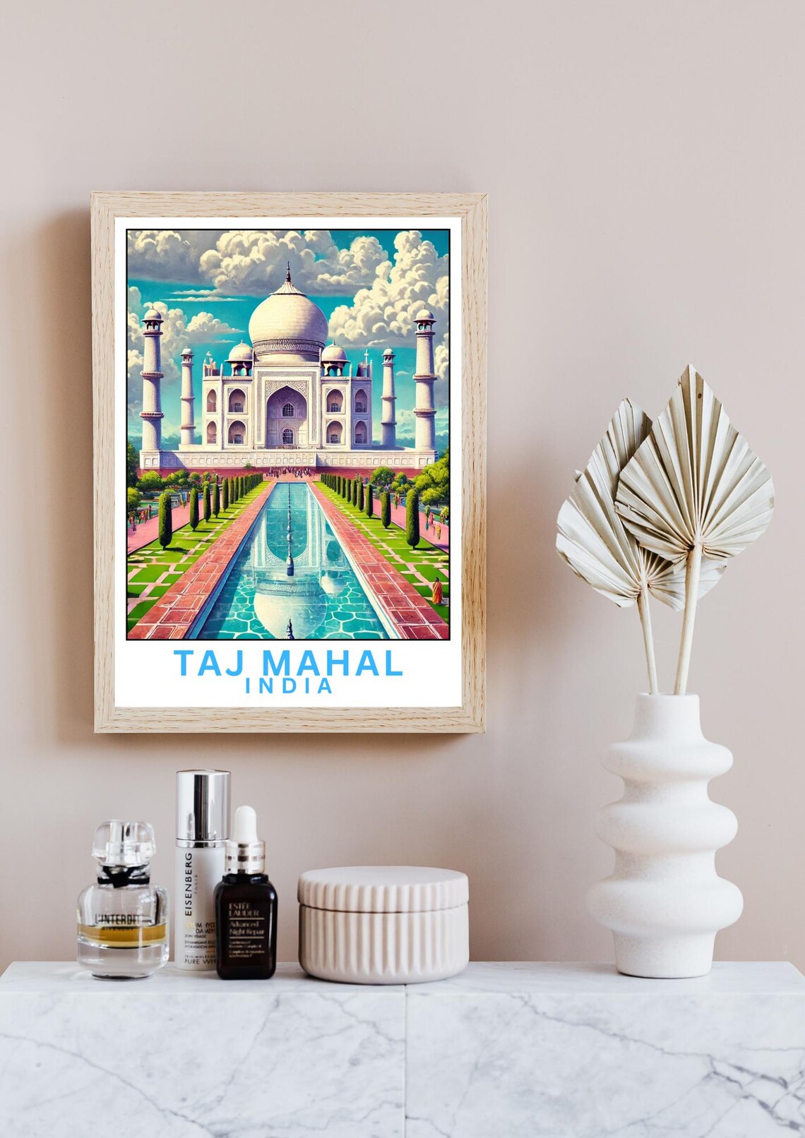 Taj Mahal Travel Poster India Art Print Wonder Of The World Monument Wall Decor Taj Mahal Illustration Home Decor Travel Gift Print - Image 4