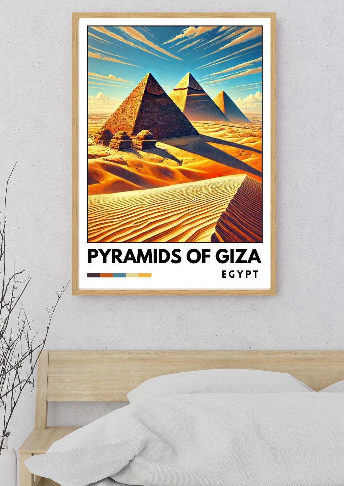 Pyramids Of Giza Poster Egyptian Desert Art Print Wonder Of World Wall Decor Travel Enthusiast Gift Cairo Travel Print Egypt Wall Art - Image 5