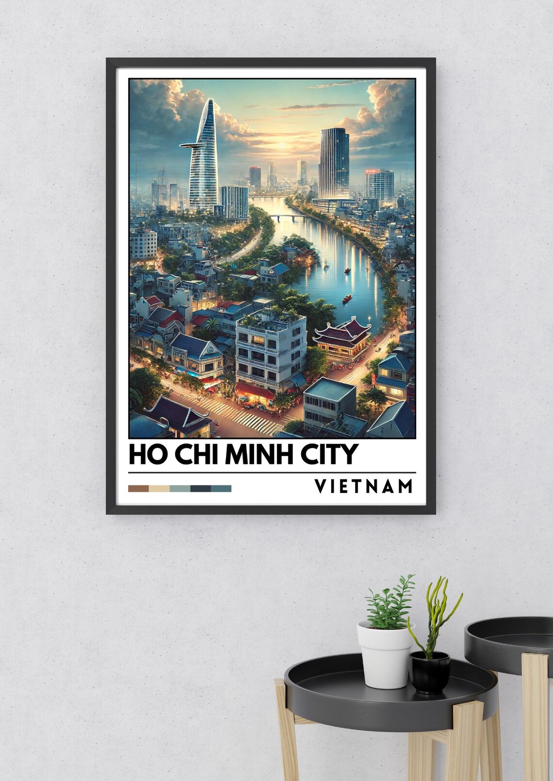Ho Chi Minh City Vietnam Skyline Night River Cityscape Travel Poster - Image 2