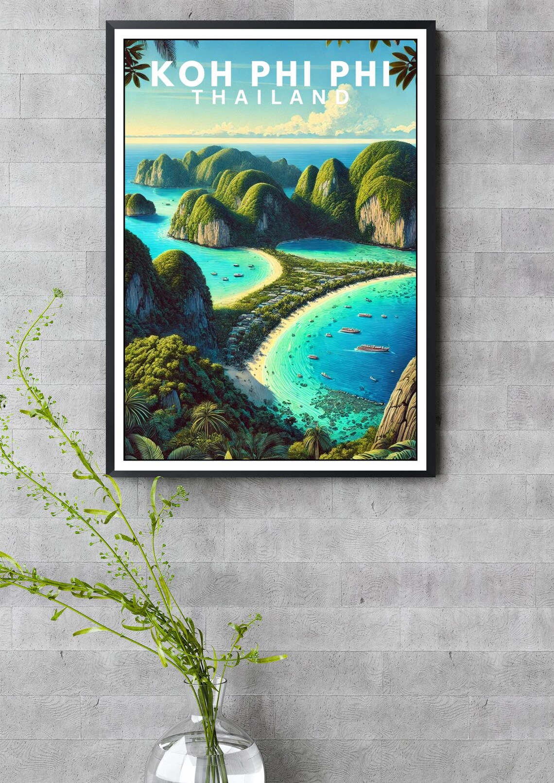 Koh Phi Phi Travel Poster, Thailand Island View - Image 3