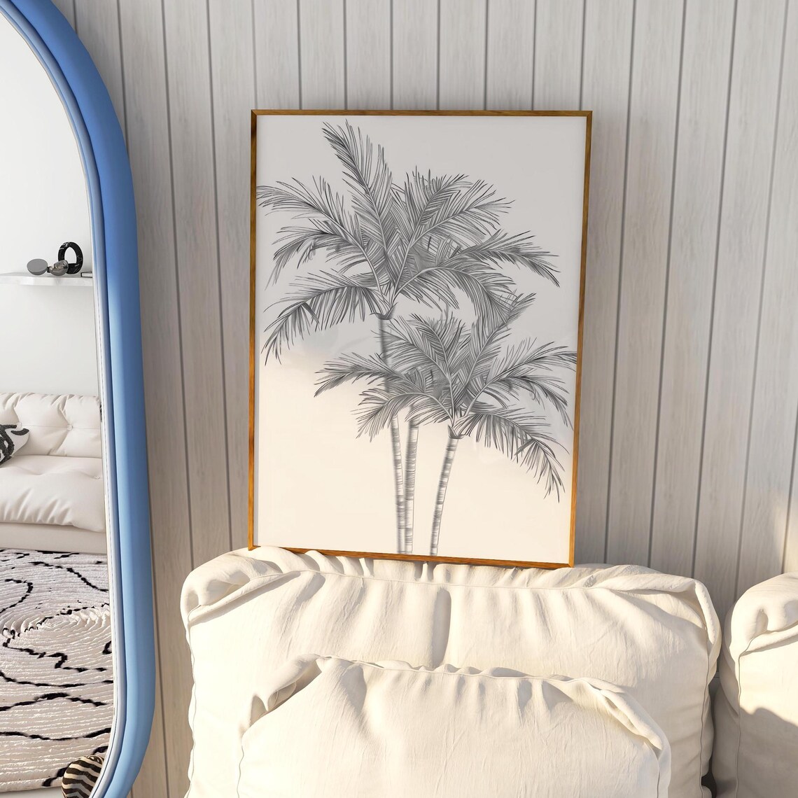 Black And White Palm Tree