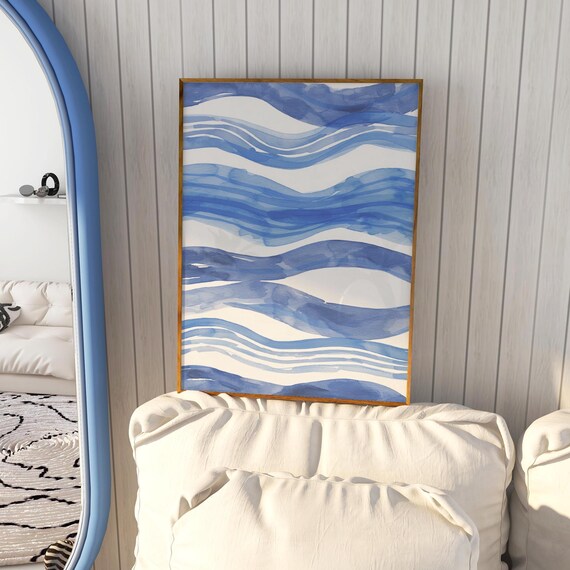 Blue Abstract Brushstroke Waves