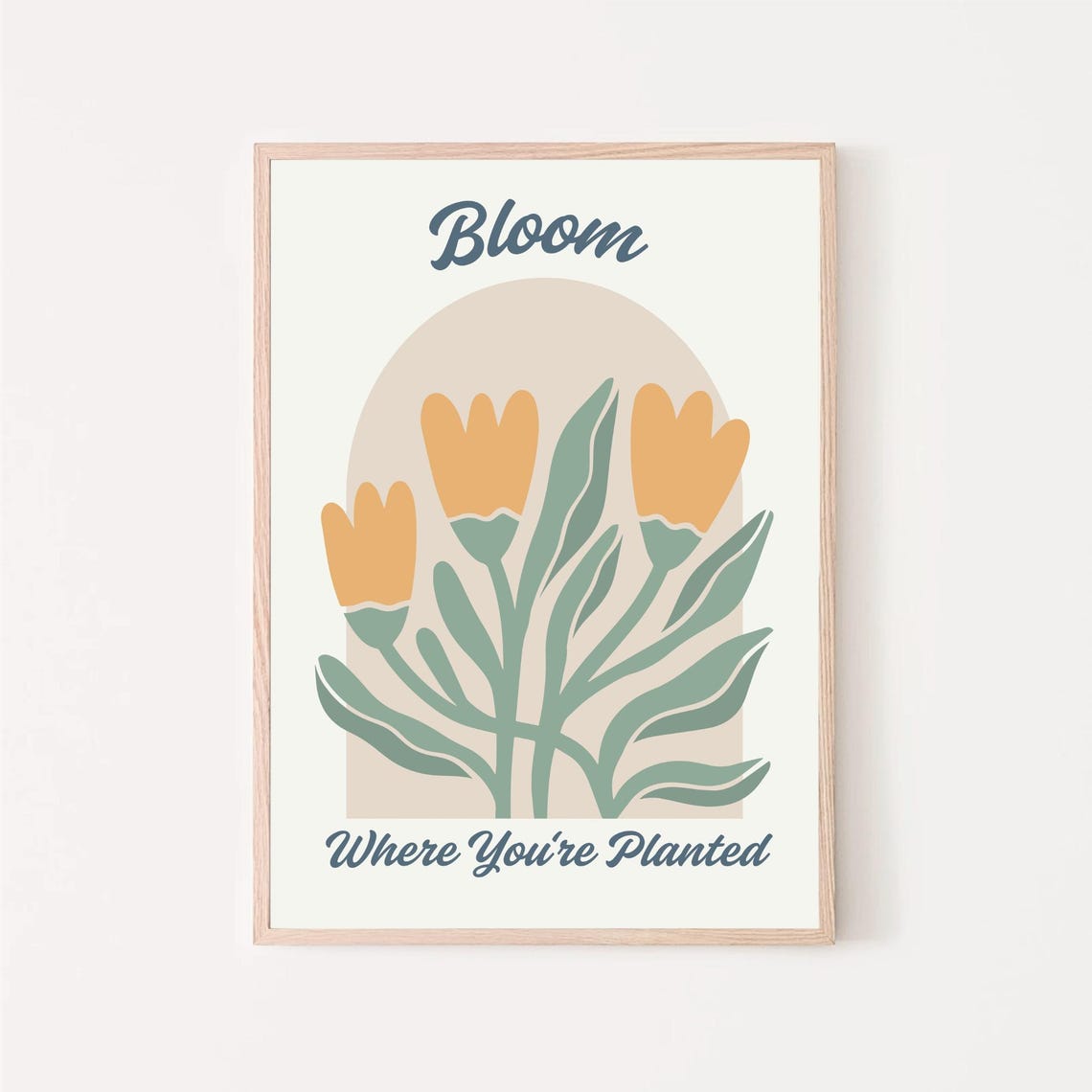 Bloom Where You Are Planted Vintage Tulip Motivational Quote Poster