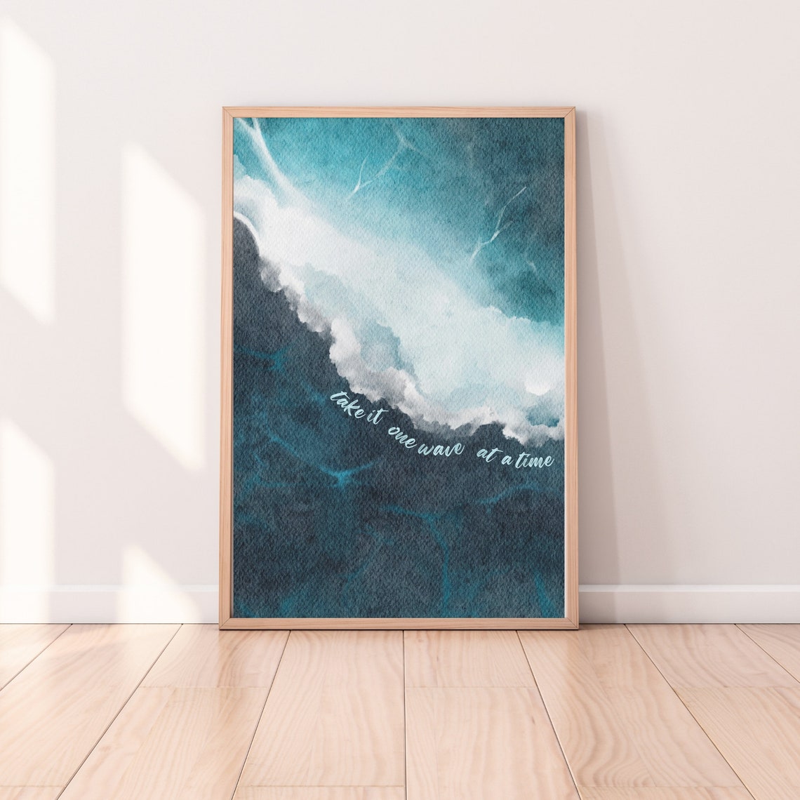 Take It One Wave At A Time Ocean Wave Watercolor Coastal Wall Poster - Image 6