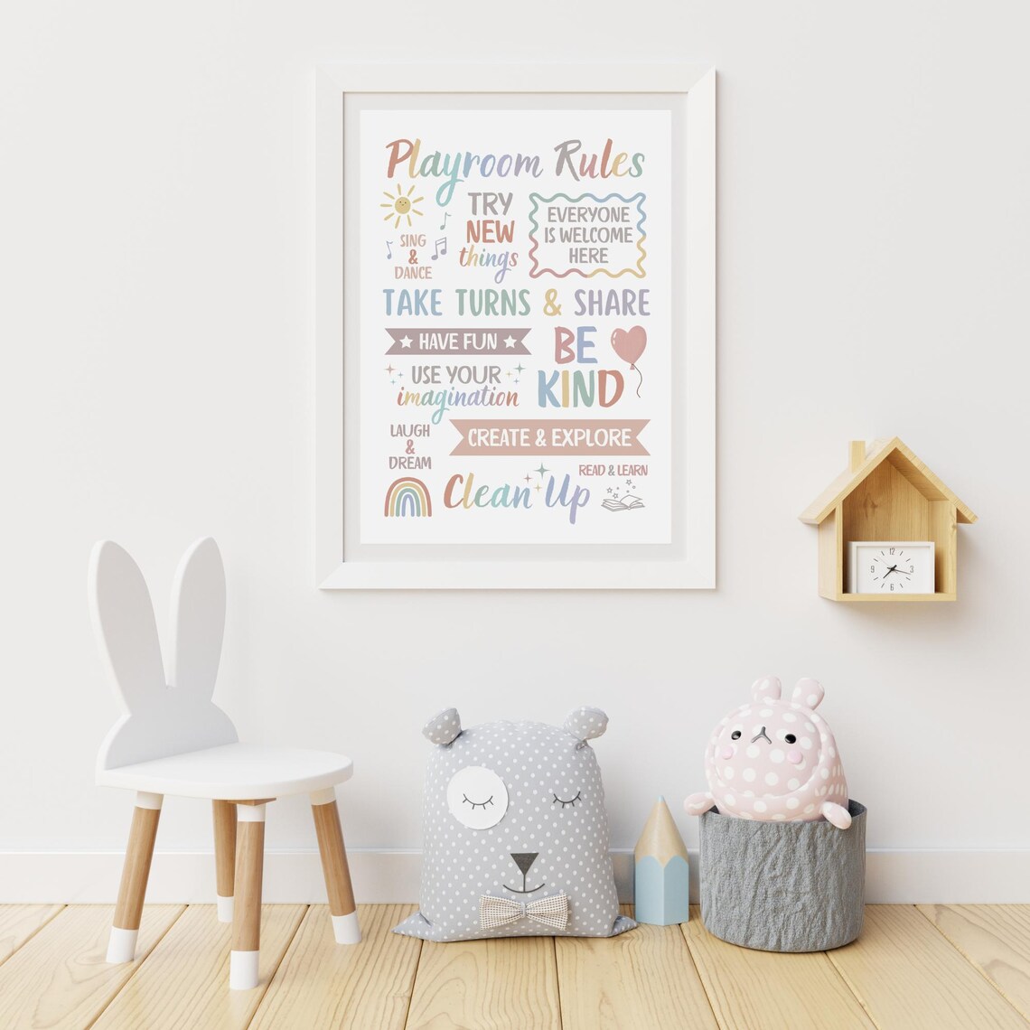 Playroom Rules Sign Print, Neutral Kids Room Decor - Image 3