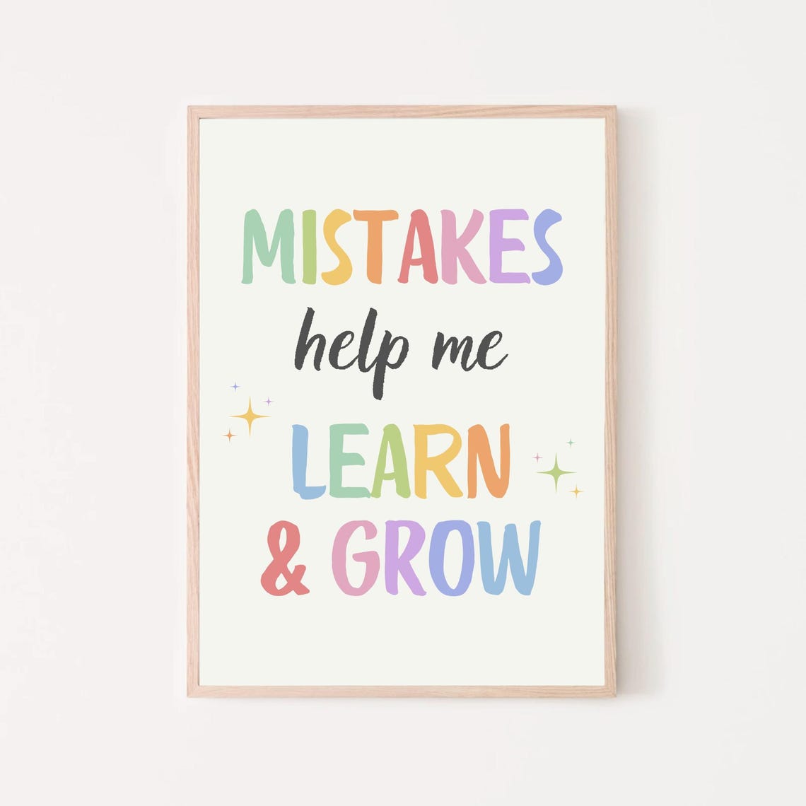 Mistakes Help Me Learn and Grow Rainbow Growth Mindset Kids Poster