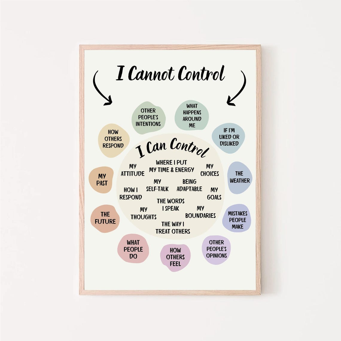 I Can Control I Cannot Control Circle Chart Therapy Office Poster