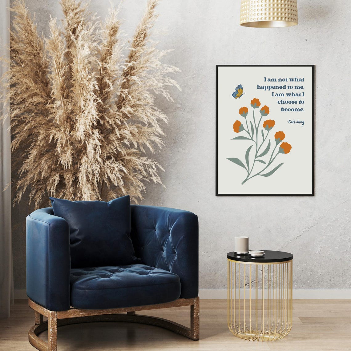 Carl Jung Choose to Become Quote Orange Botanical Butterfly Poster - Image 4