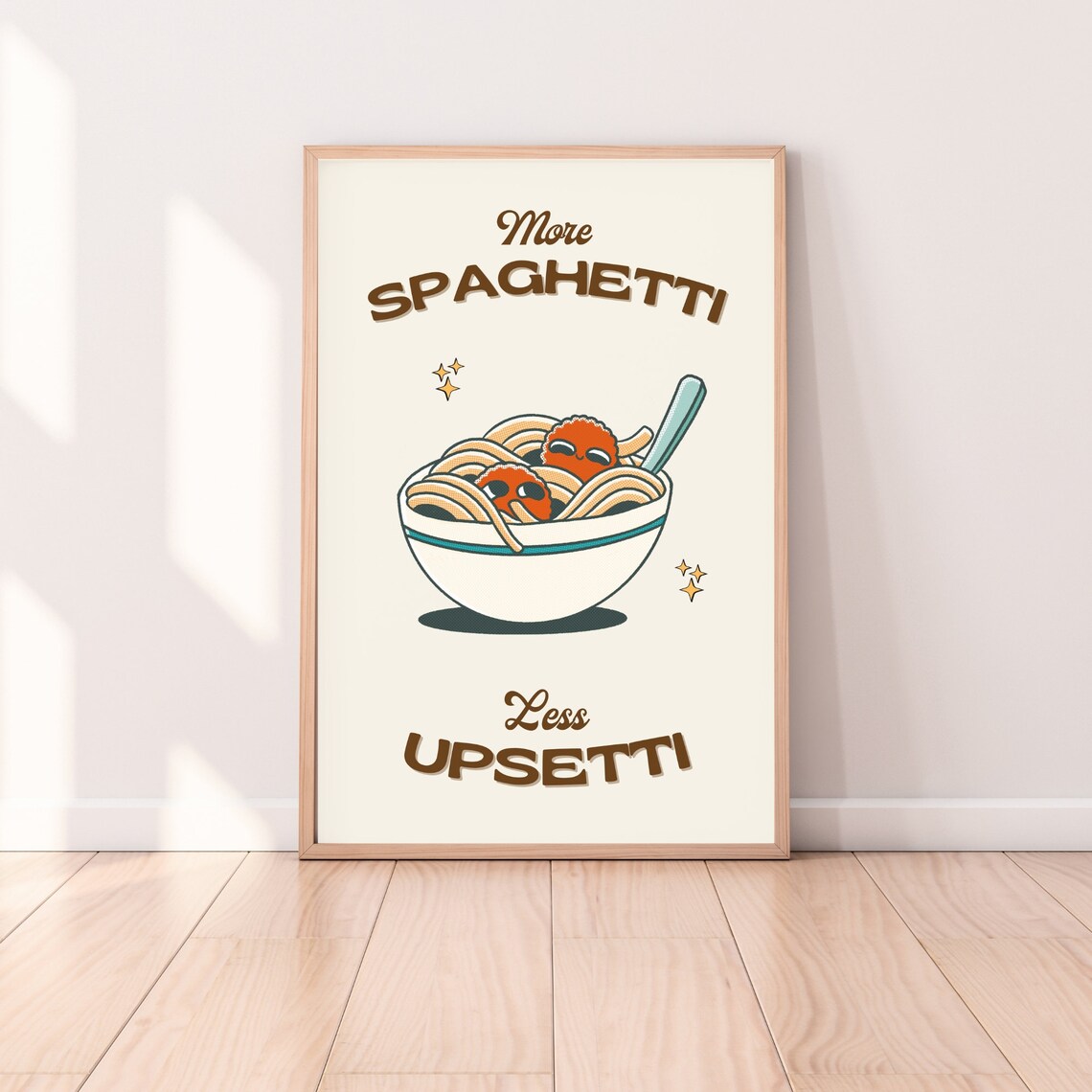 More Spaghetti Less Upsetti Retro Kitchen Art Print - Image 5