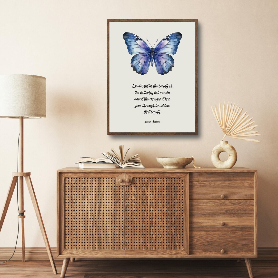 Maya Angelou Butterfly Beauty Quote Blue Watercolor Wings Poster - Image 5