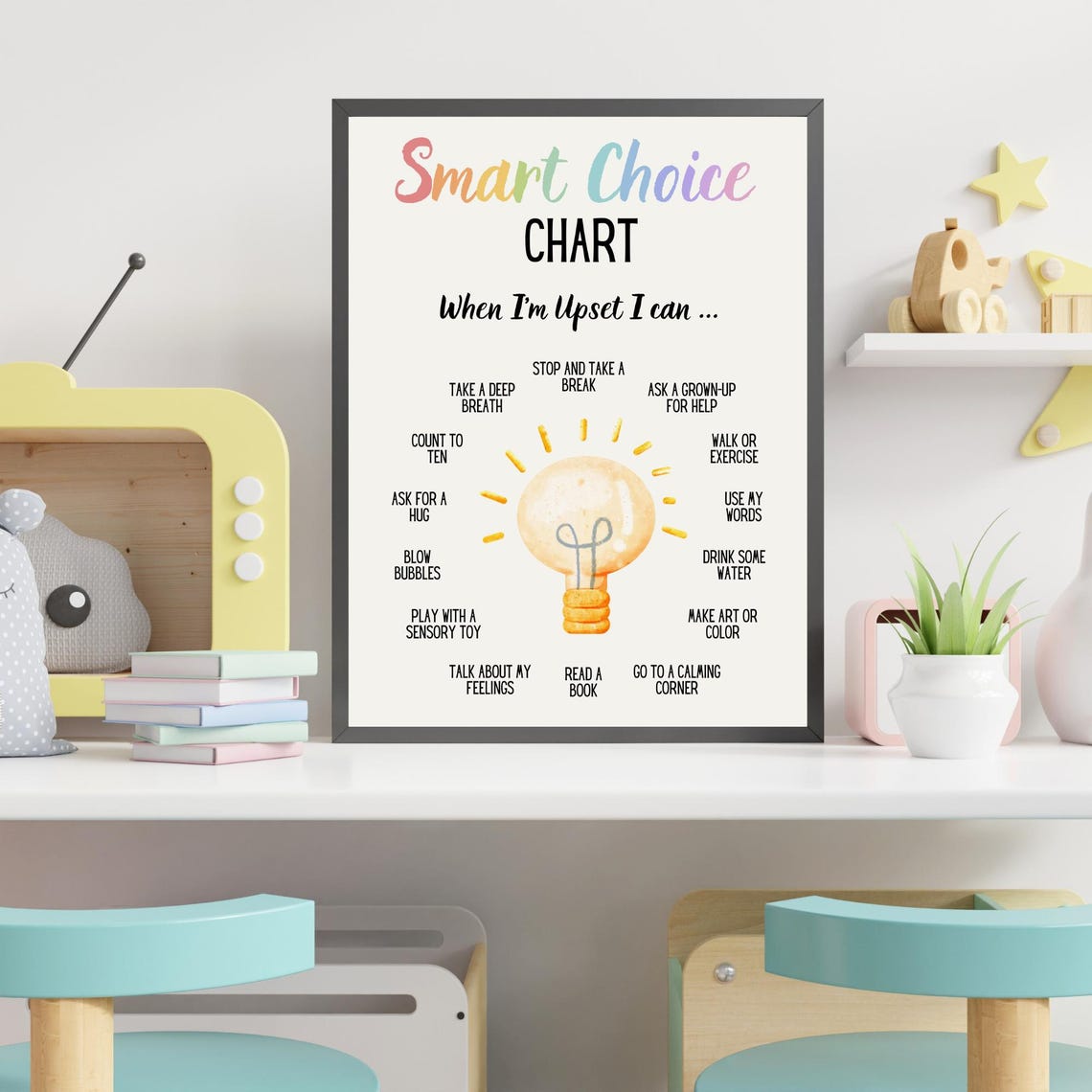 Smart Choice Chart When I Am Upset Coping Strategies Calm Kids Poster - Image 4