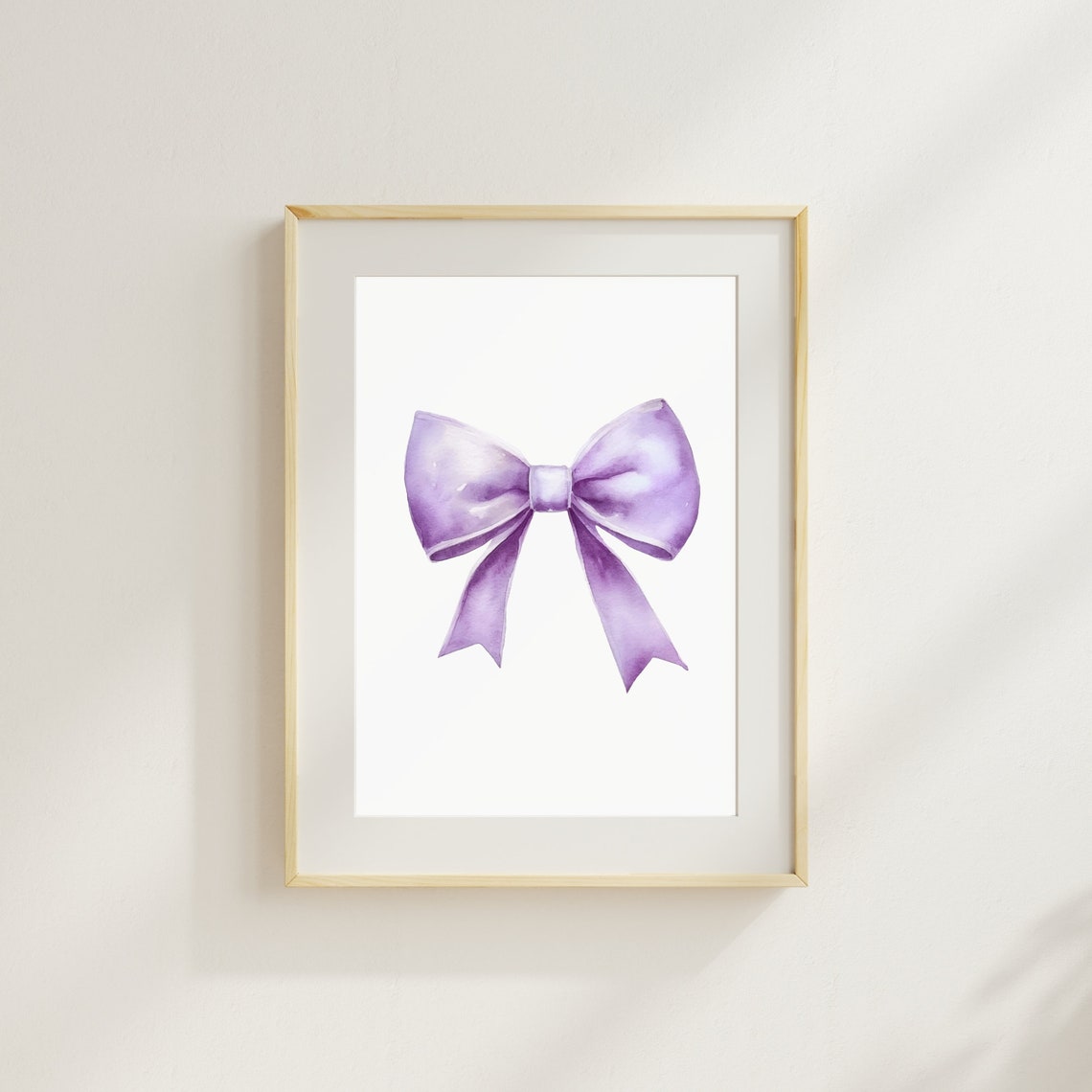 Purple Watercolor Ribbon Bow Elegant Minimalist Nursery Art Poster