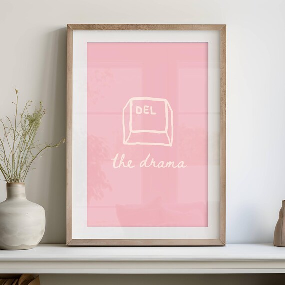 Funny Pink Quote Poster Computer Style Wall Art Quirky Home Office Decor Uplifting Motivation Feminine Print