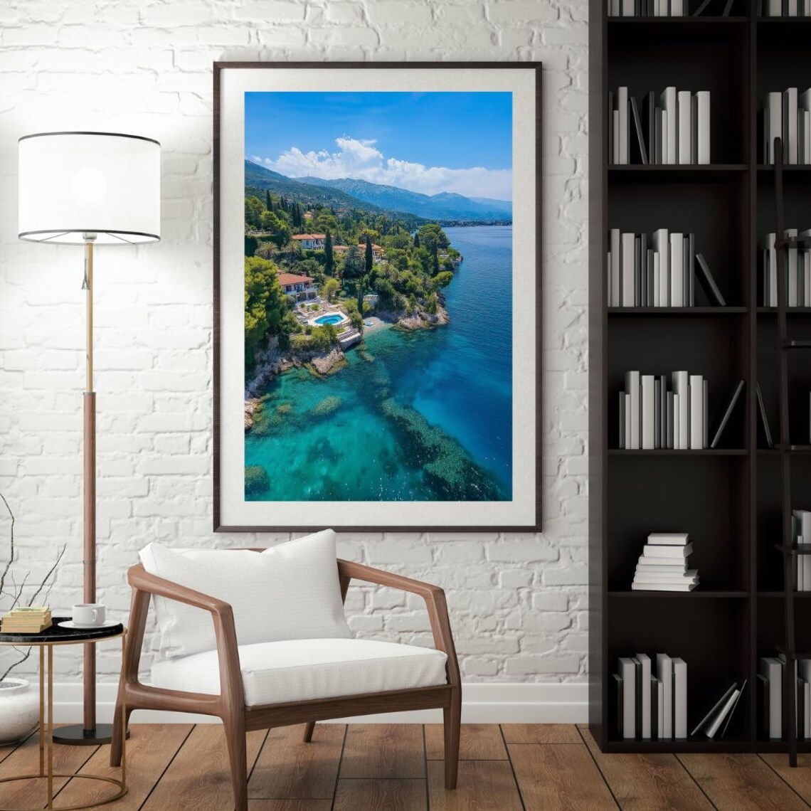 Aerial View Of Mediterranean Coastline Villas And Turquoise Bay Poster - Image 4
