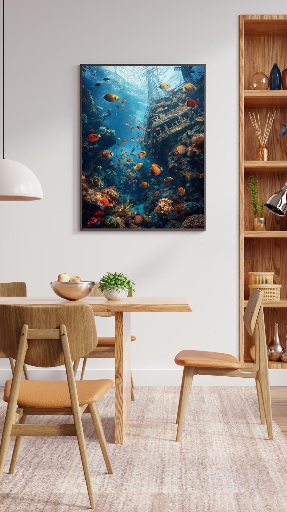 Sunken Shipwreck Surrounded By Coral Reef And Tropical Fish Poster - Image 2