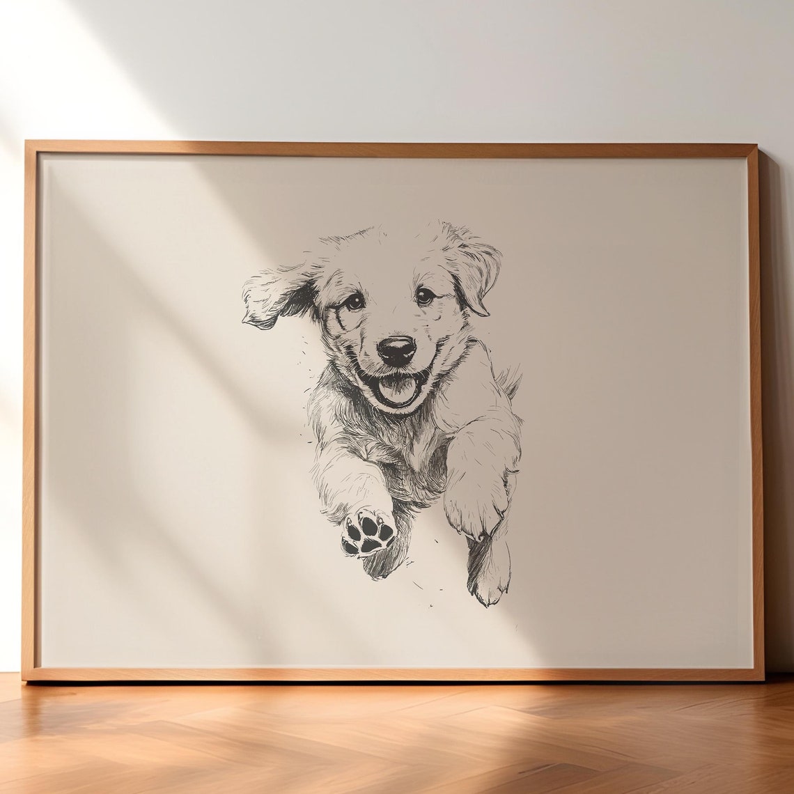 Golden Retriever Puppy Art Dog Vintage Print Dog Wall Decor Antique Vintage Painting Country Wall Art Dog Drawing Farmhouse Print