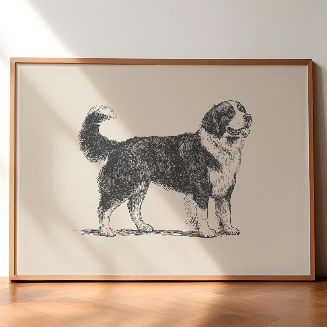 Bernese Mountain Poster Dog Vintage Drawing Dog Wall Art Retro Painting Nursery Wall Decor Bedroom Print Dog Sketch Living Room Art