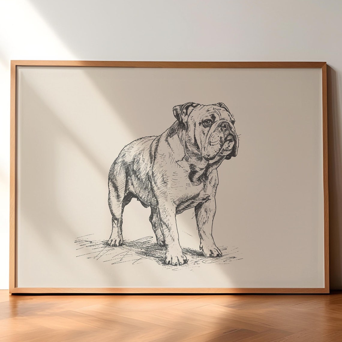 English Bulldog Print Dog Vintage Print Dog Wall Art Decor Antique Vintage Painting Country Wall Art Dog Drawing Bulldog Sketch Art