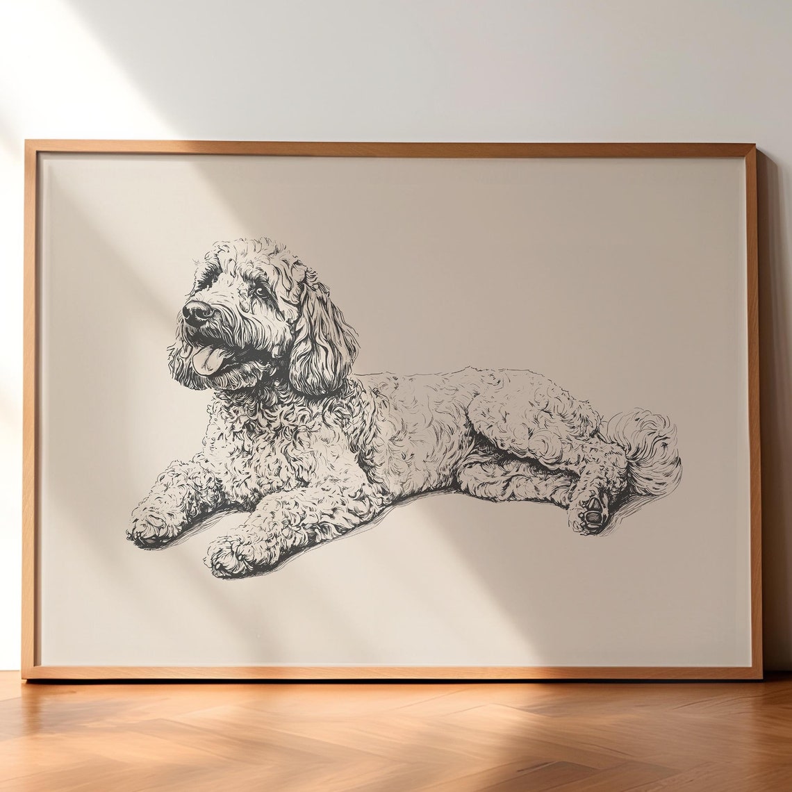 Vintage Art Goldendoodle Dog Vintage Print Dog Wall Decor Antique Vintage Painting Country Wall Art Dog Illustration Farmhouse Print