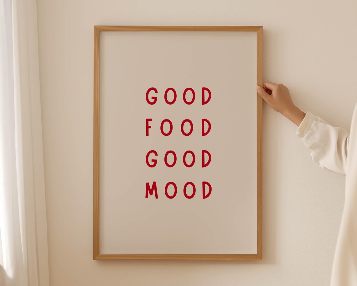 Good Food Mood Art Print, Trendy Kitchen Decor