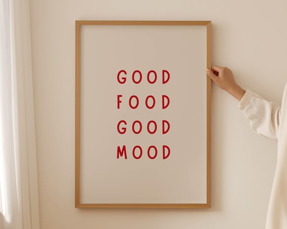 Good Food Mood Art Print, Trendy Kitchen Decor