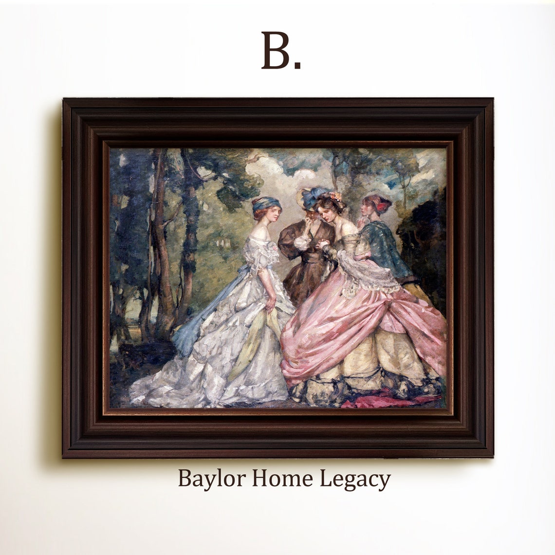 Framed Portrait Of Women Oil Painting Print On Framed Ladies In Fancy Dresses Vintage Painting Female Portrait Wall Art - Image 4