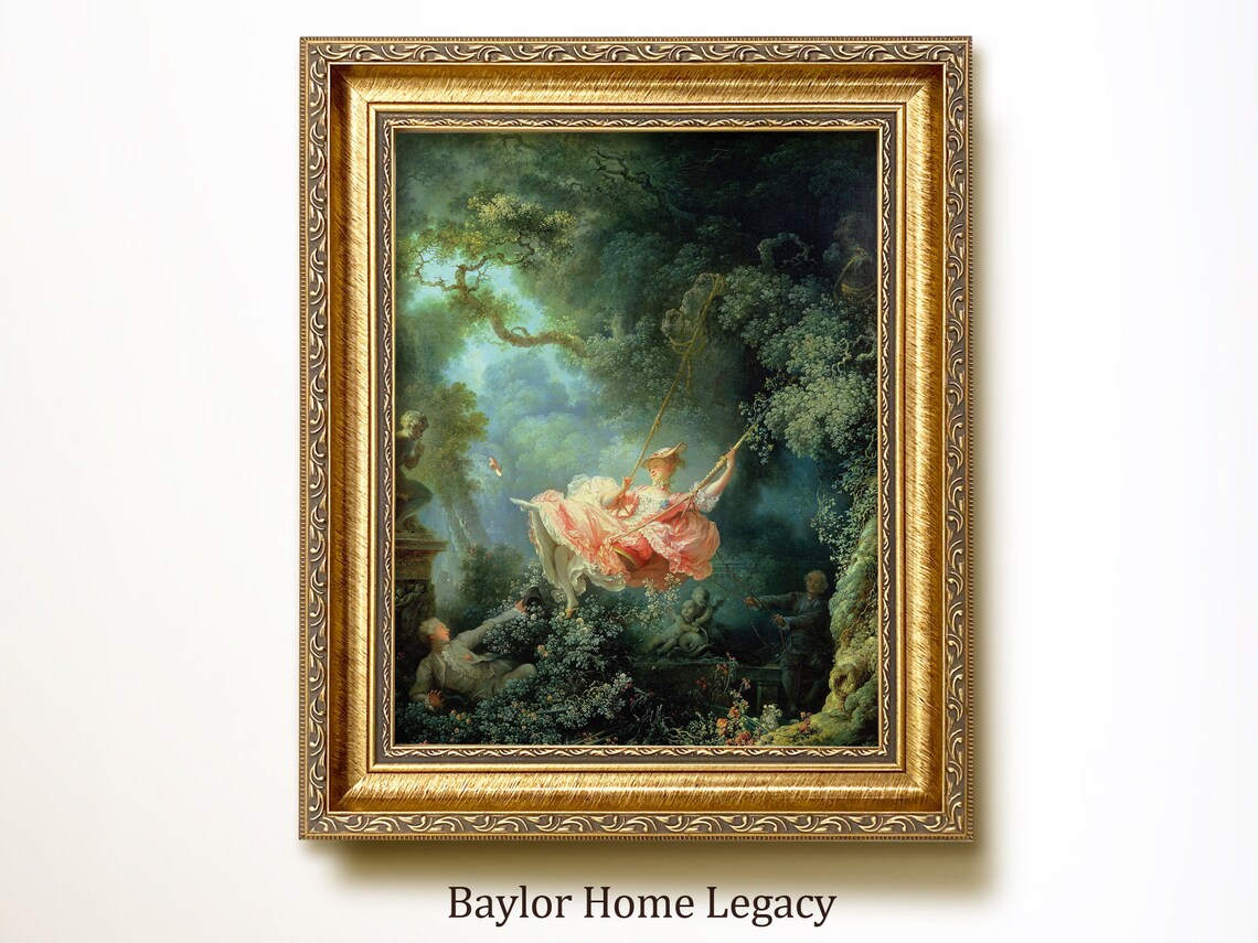 Woman on a Swing, 18th Century Oil Painting Print
