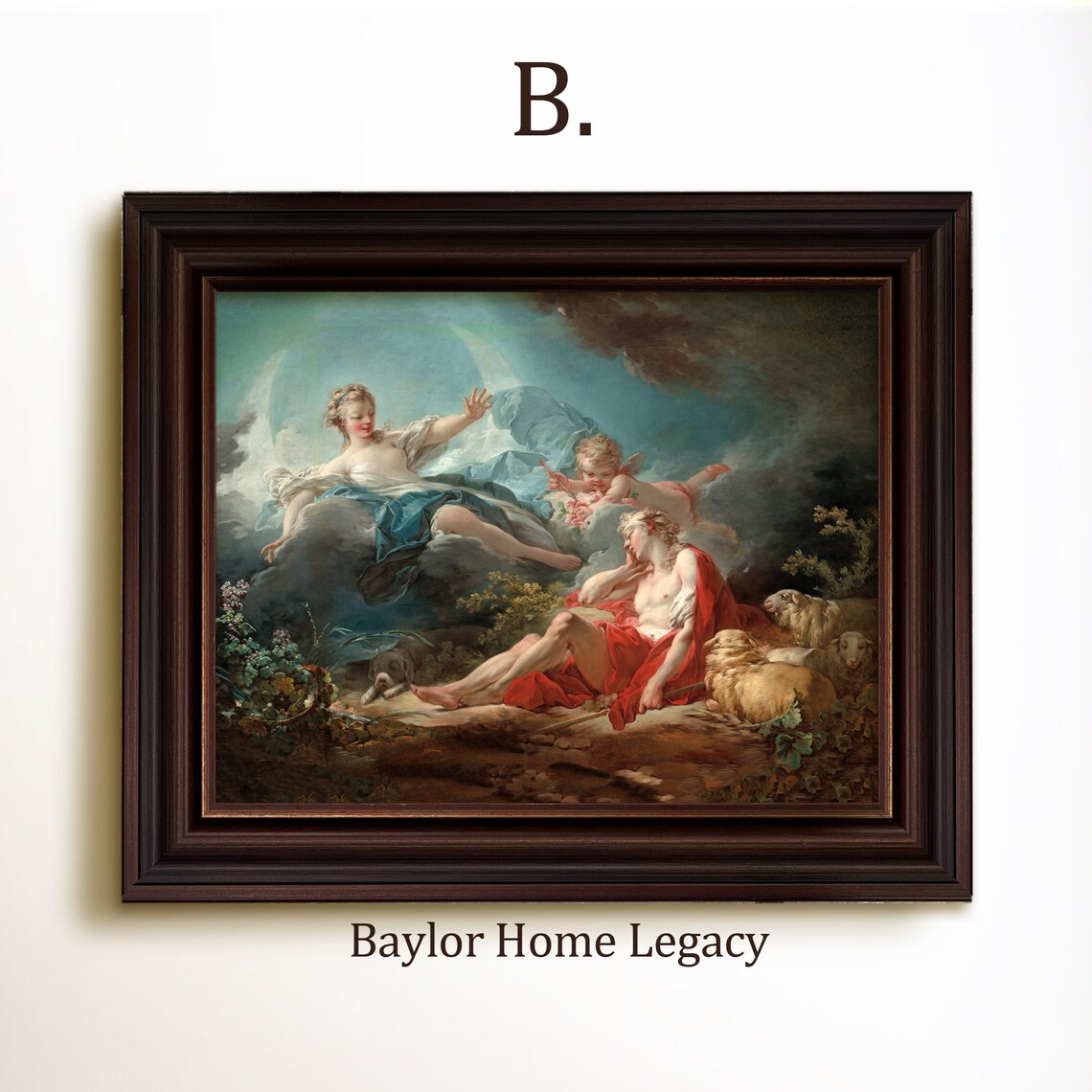Diana and Endymion Oval Rococo French Mythology Painting Art Poster - Image 4