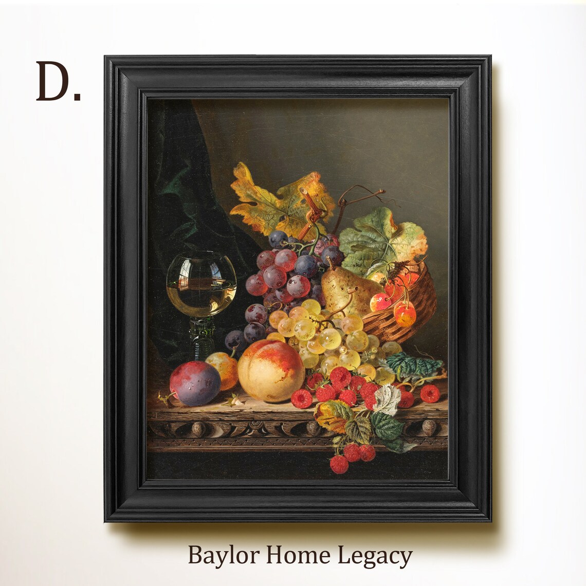 Vintage Still Life of Fruit With Wine Glass Art Print - Image 2