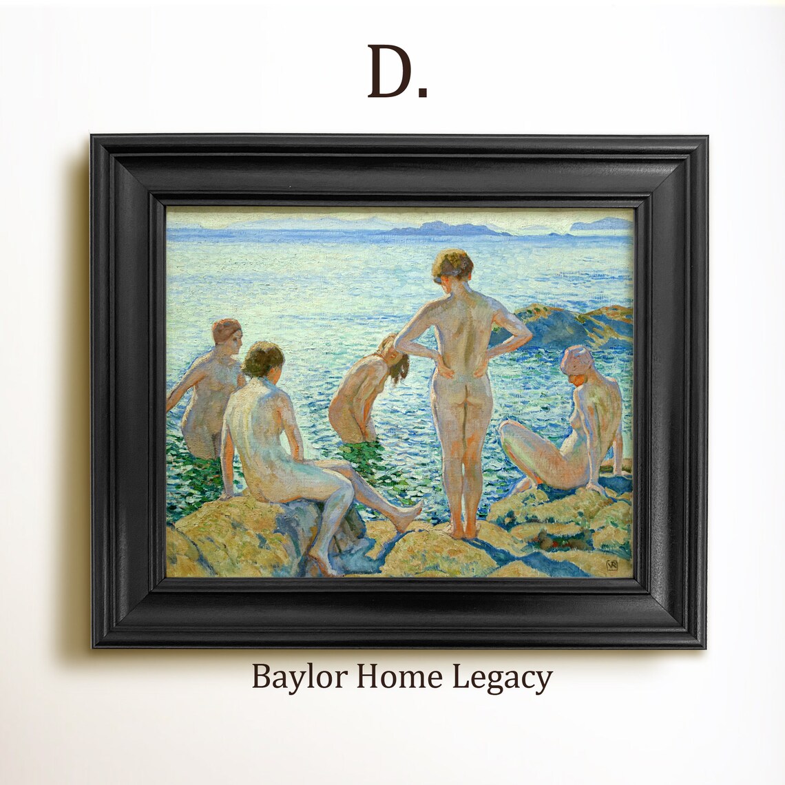 Ladies Skinny Dipping Summer Beach Scene Art Print - Image 2