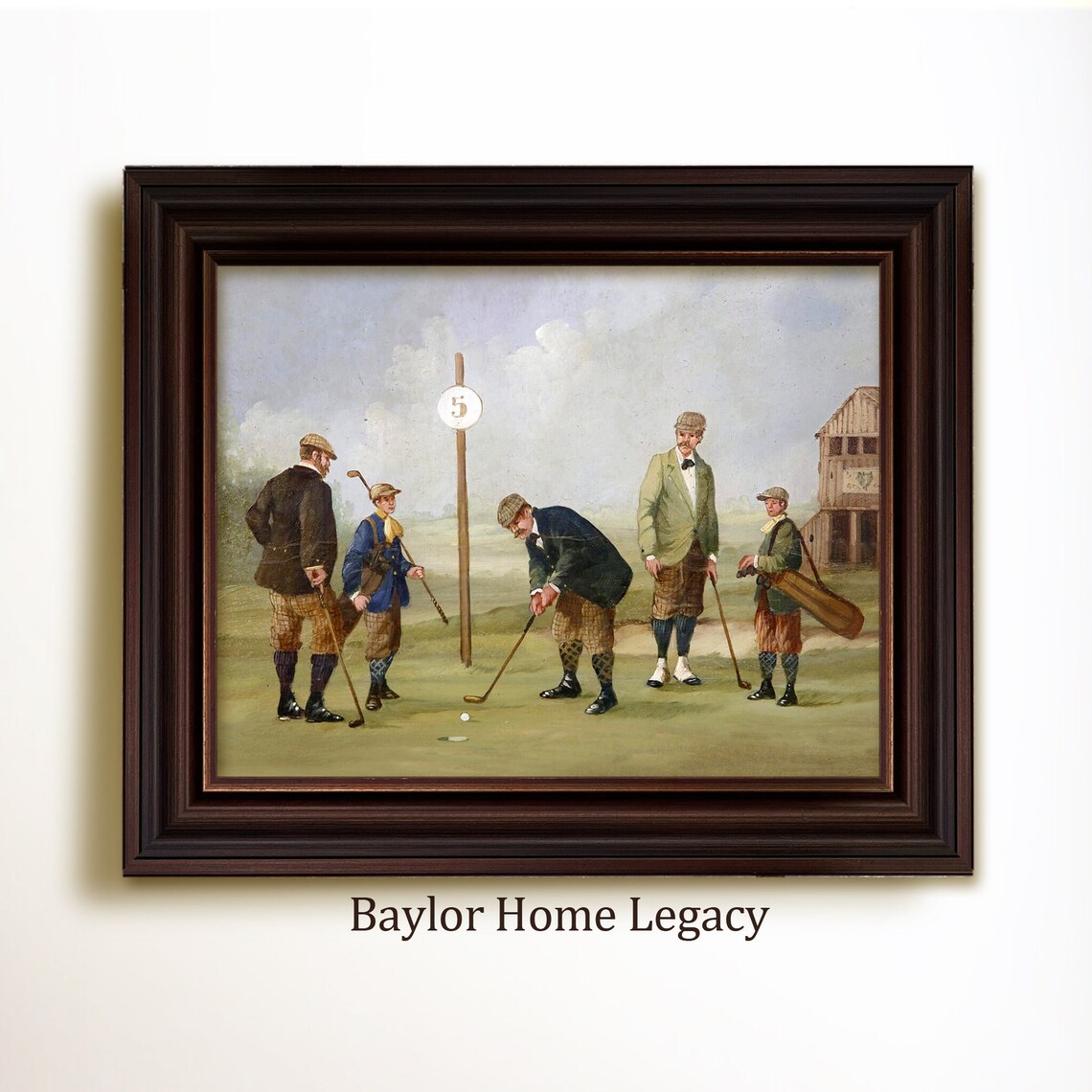 Golfers Oil Painting Wall Art Print, Fine Art