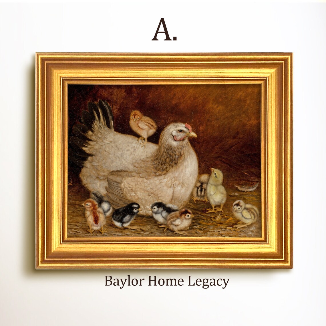 Chickens And Chicks Farmhouse Oil Painting Art Print - Image 5