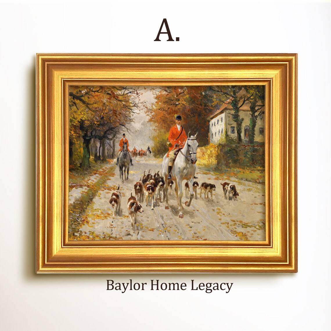 Fox Hunt Scene Oil Painting Print, Vintage English - Image 5