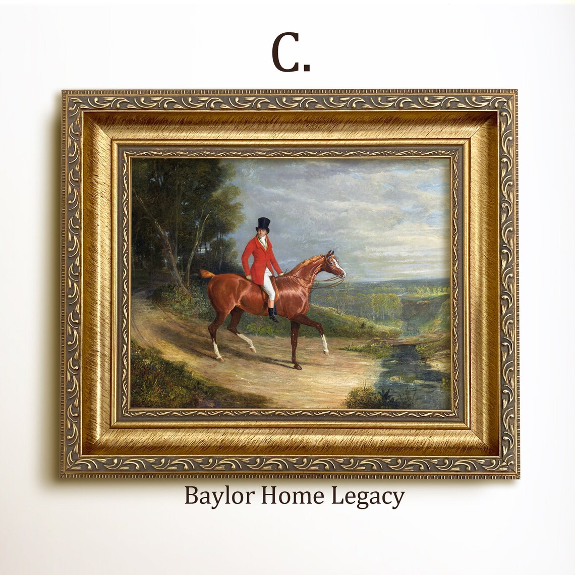 Vintage English Equestrian Landscape Art Print - Image 3