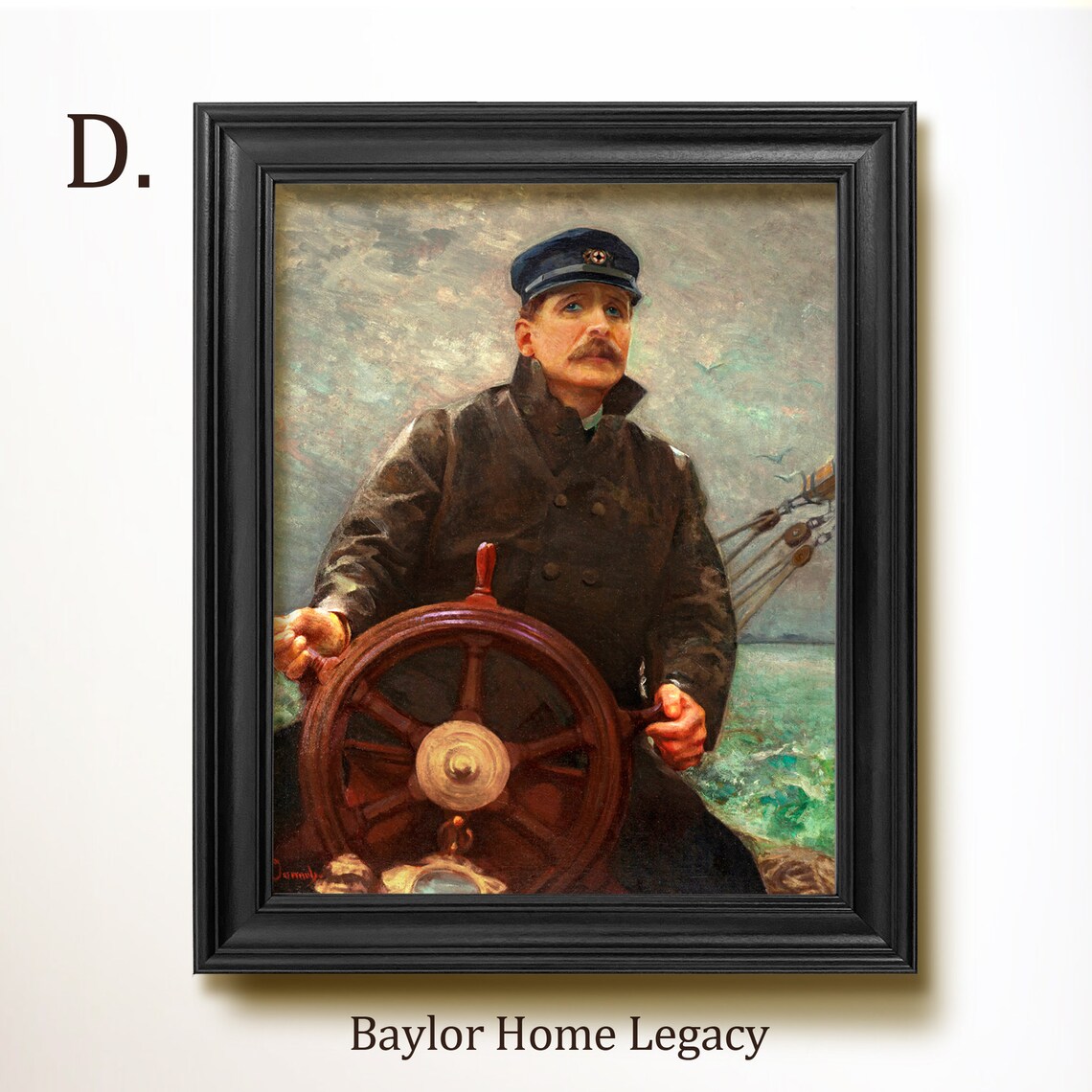 Sea Captain At The Wheel, Vintage Nautical Art Print - Image 2