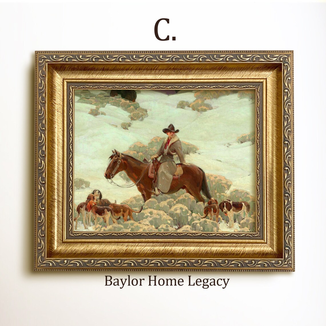 Framed Cowboy Oil Painting Print On Vintage Western Cowboy Art Rustic Western Cowboy Painting Artwork Cowboy Coyote Hunting - Image 3