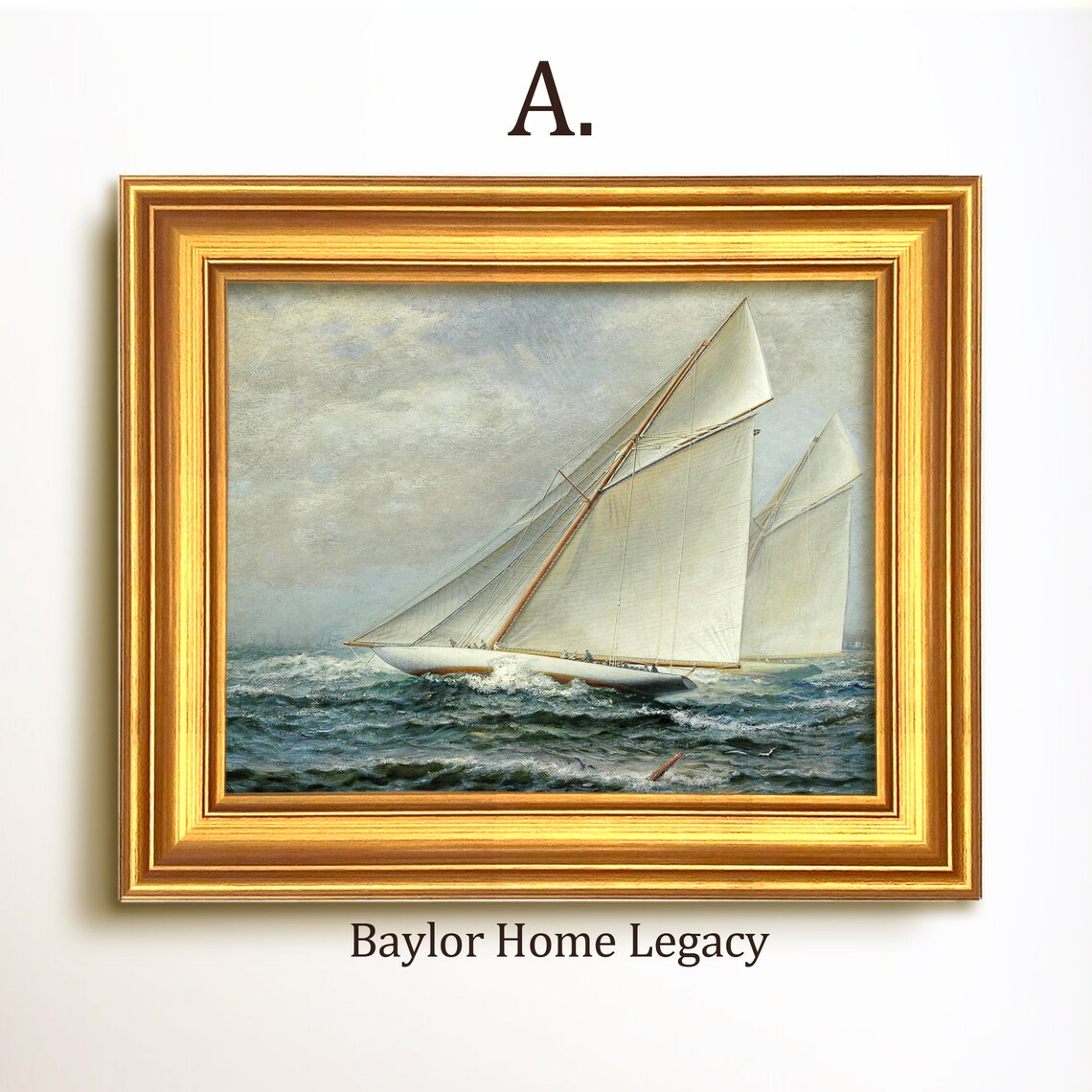 Sailboat Oil Painting Print, Vintage Nautical Racing - Image 5