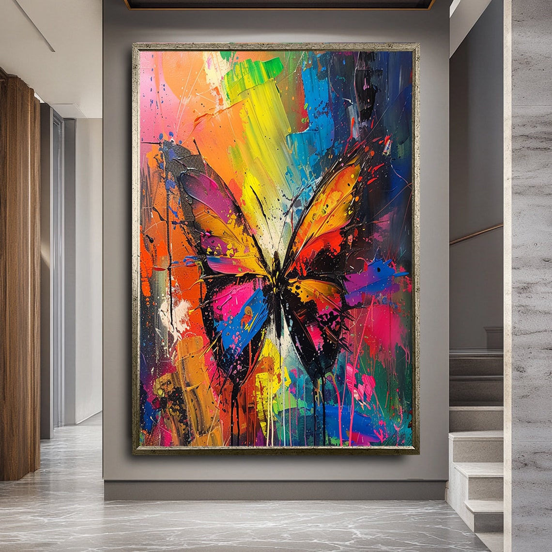 Colorful Butterfly Abstract Vibrant Rainbow Splatter Art Poster - Image 2