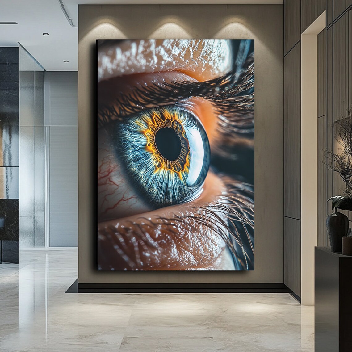 Extreme Close Up Of A Blue And Gold Human Eye Macro Photography Poster - Image 4