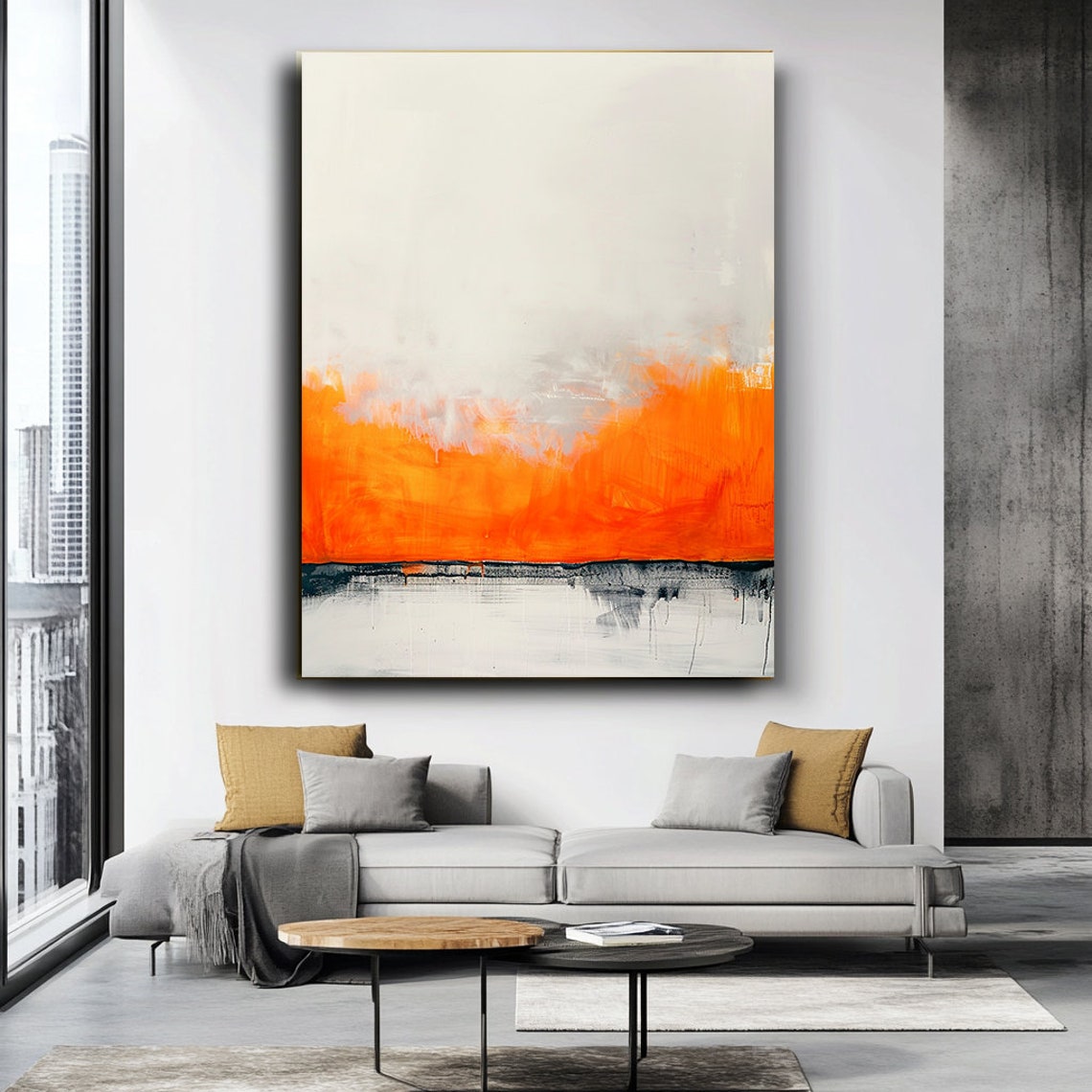 Rothko Inspired Abstract Orange White Minimalist Modern Art Poster - Image 4