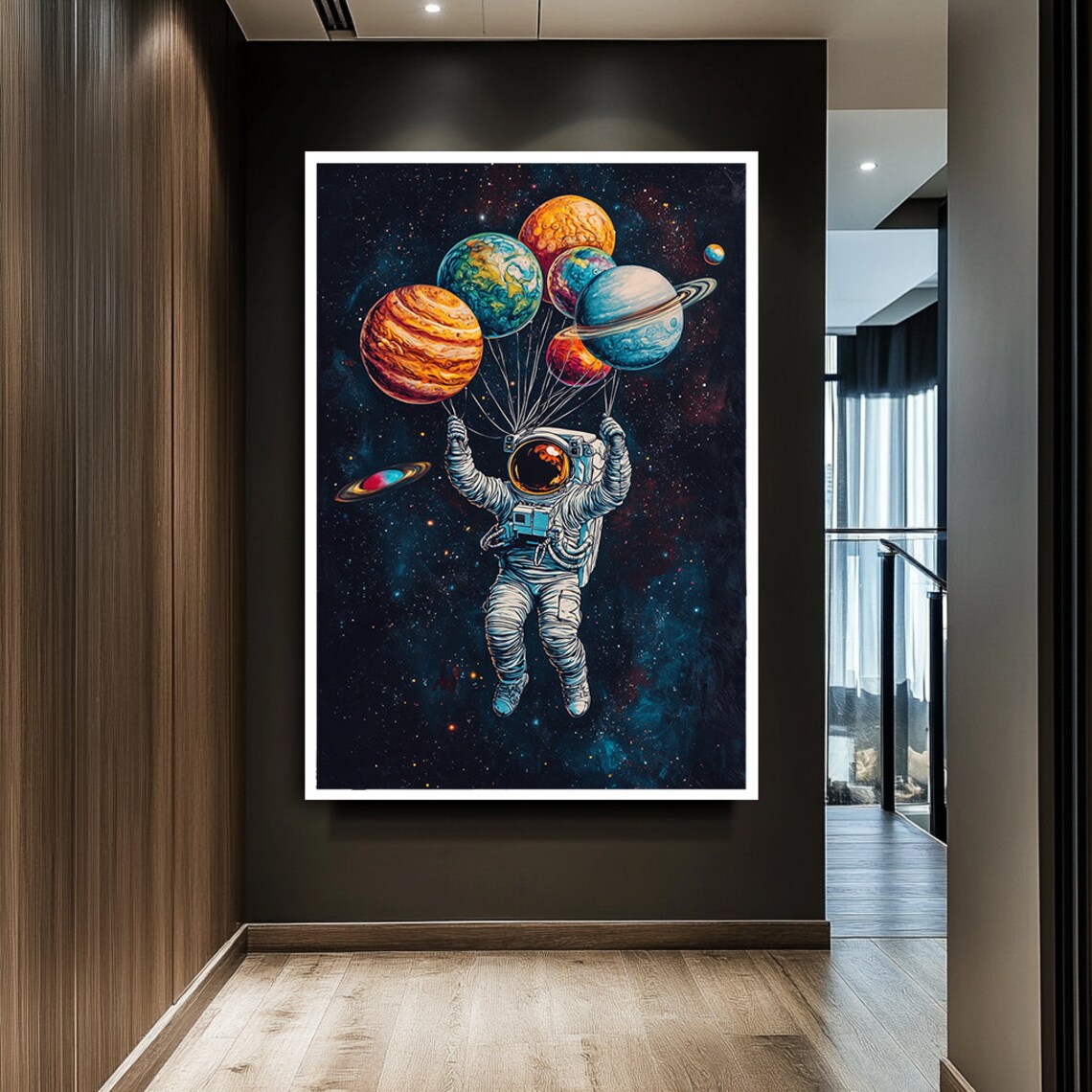 Astronaut Graffiti Art Print, Modern Space Decor - Image 2