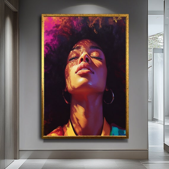 African Woman Art Stunning African Woman With Earrings Vibrant Cultural Portrait Art Bold Wall Decor Wall Art