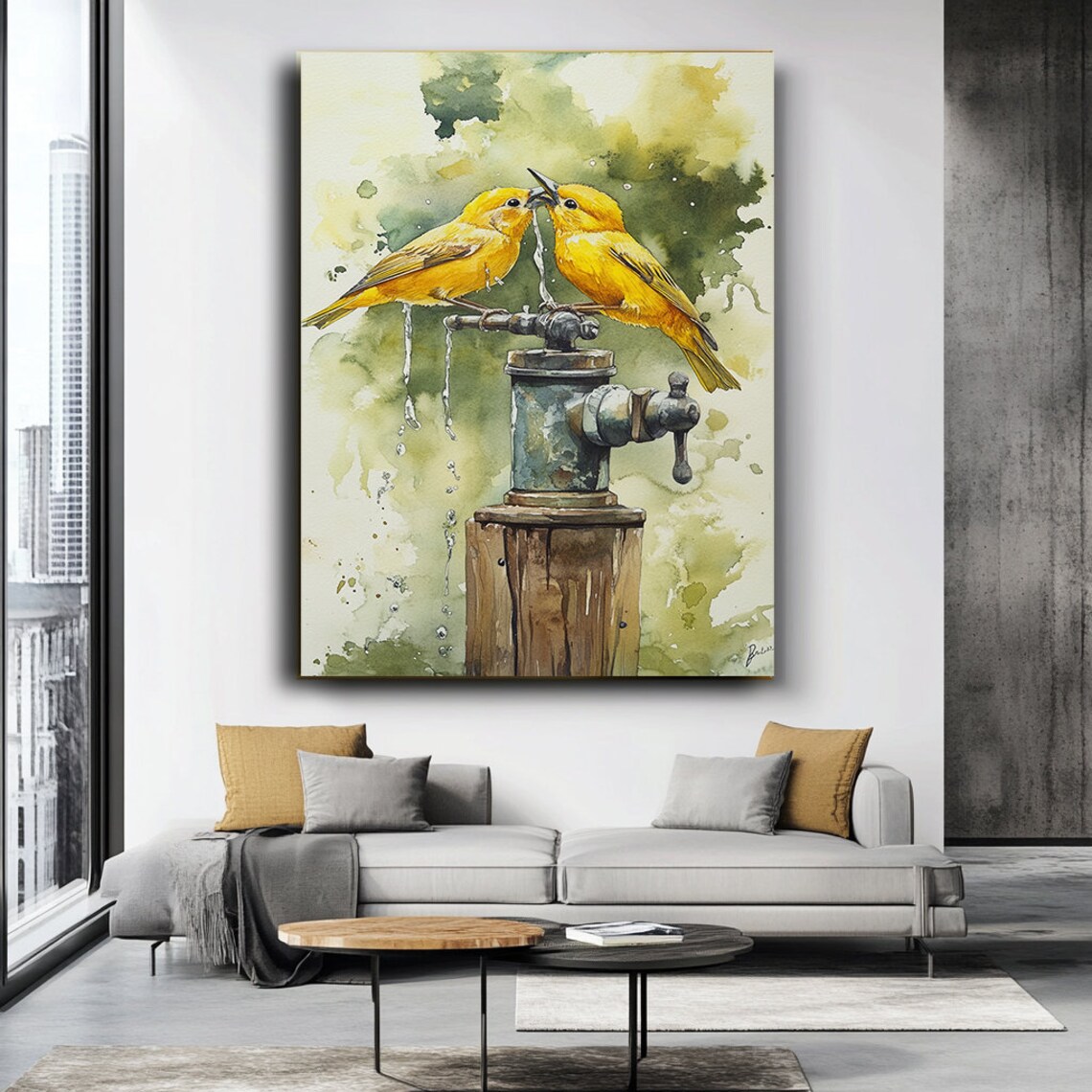 Kissing Birds Art, Romantic Whimsical Bird Illustration - Image 3