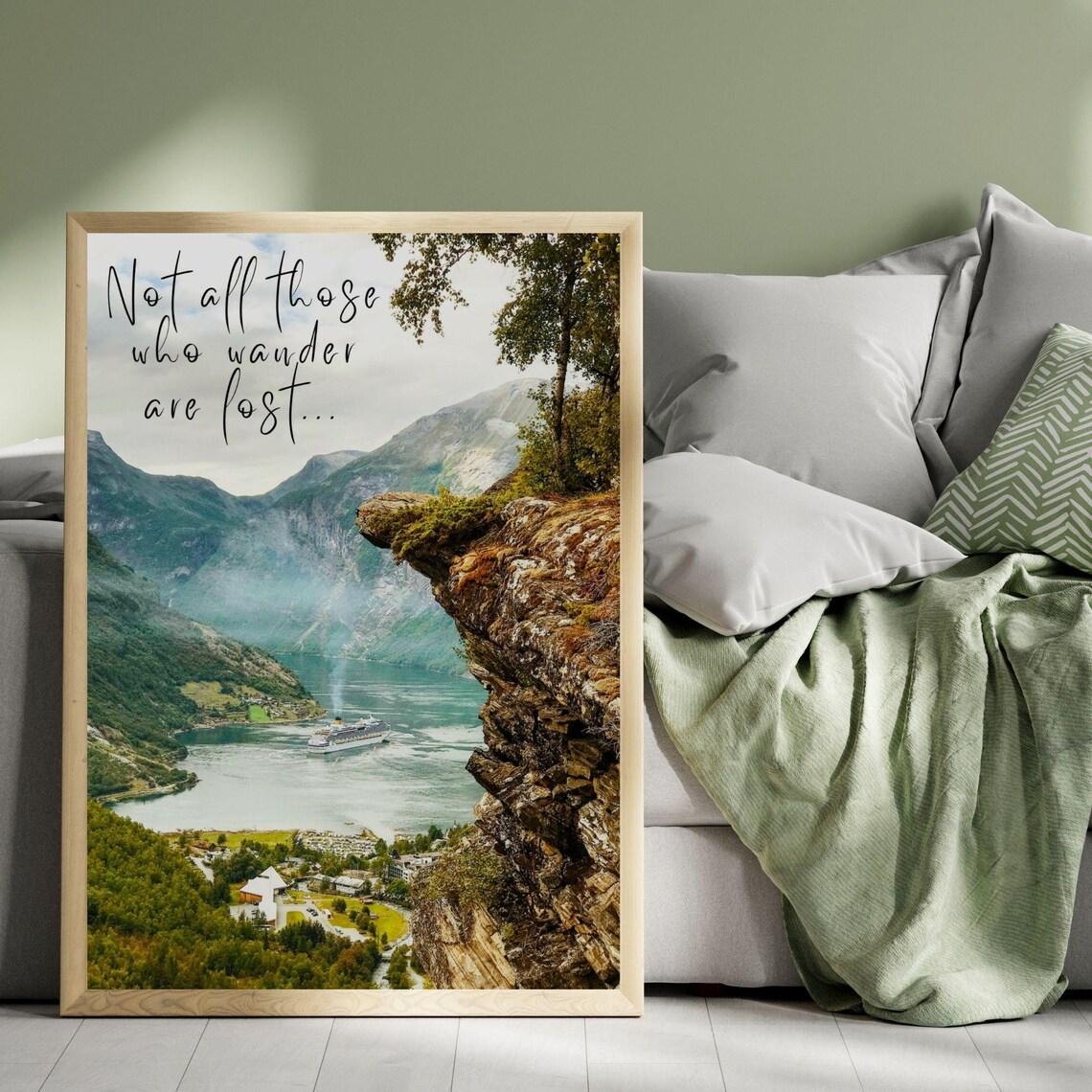 Not All Those Who Wander Are Lost Fjord Mountain Quote Poster - Image 4