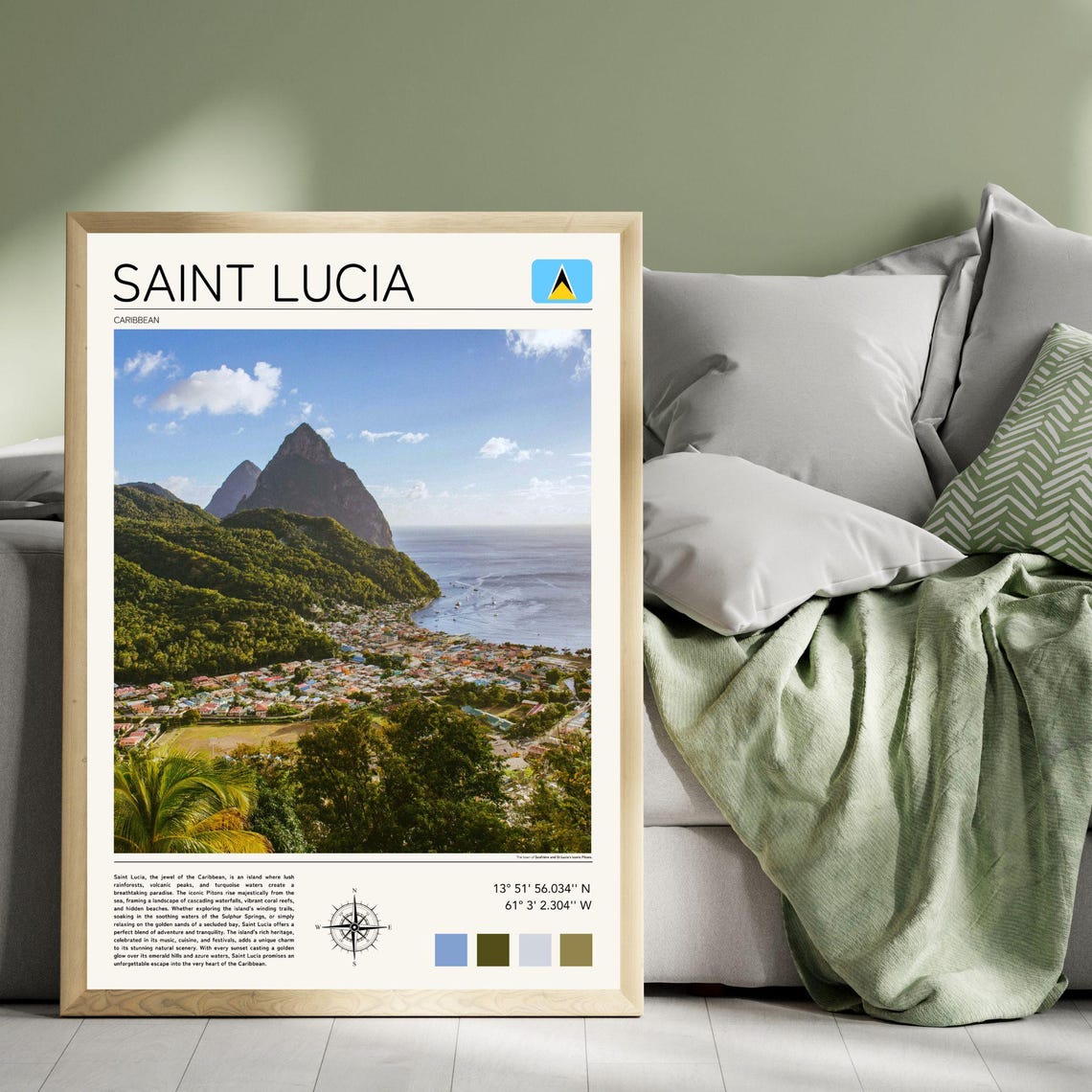 Saint Lucia Caribbean Pitons Volcanic Peaks Soufriere Coast Poster - Image 4