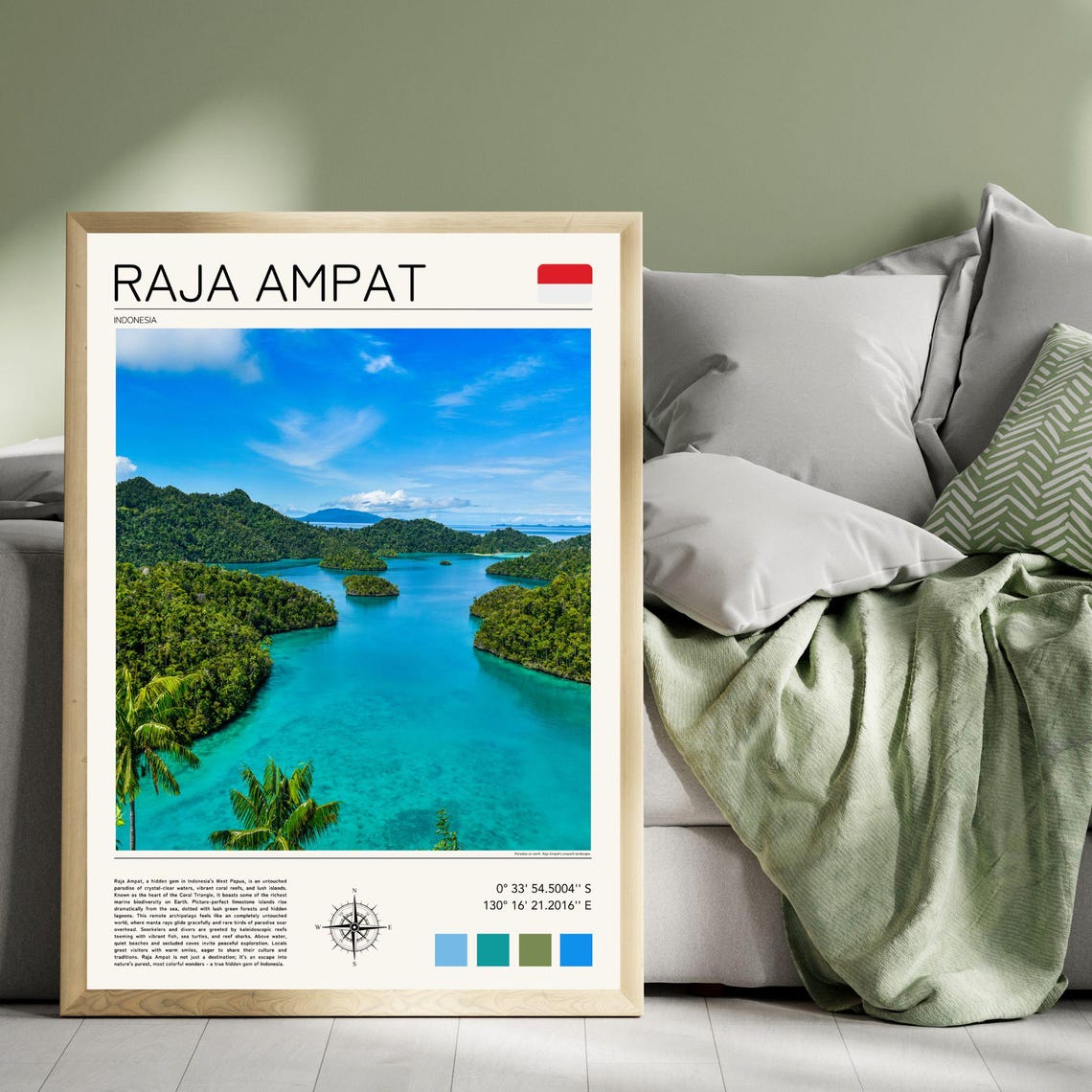 Raja Ampat Indonesia Turquoise Islands Aerial Paradise Poster - Image 5