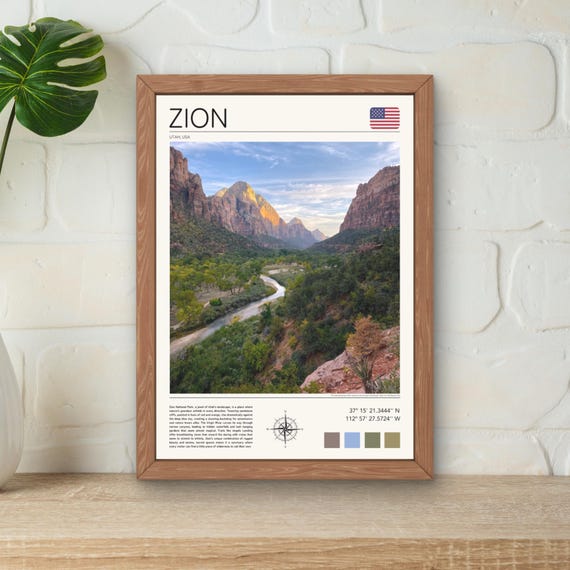 Zion National Park Print Zion Utah Wall Art Zion Art Print National Park Photography Virgin River Artwork Zion Landscape Print