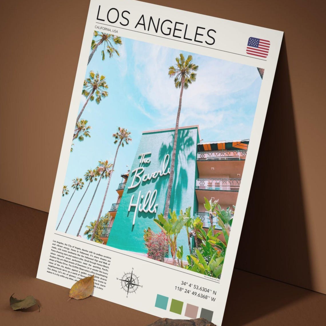 Los Angeles Beverly Hills Hotel Palms California Travel Poster - Image 5